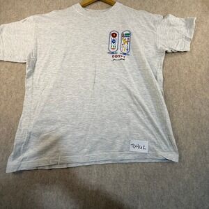 Cotton Club Egypt Hieroglyphic Embroidered T-Shirt Grey Egyptian Cotton Mens L